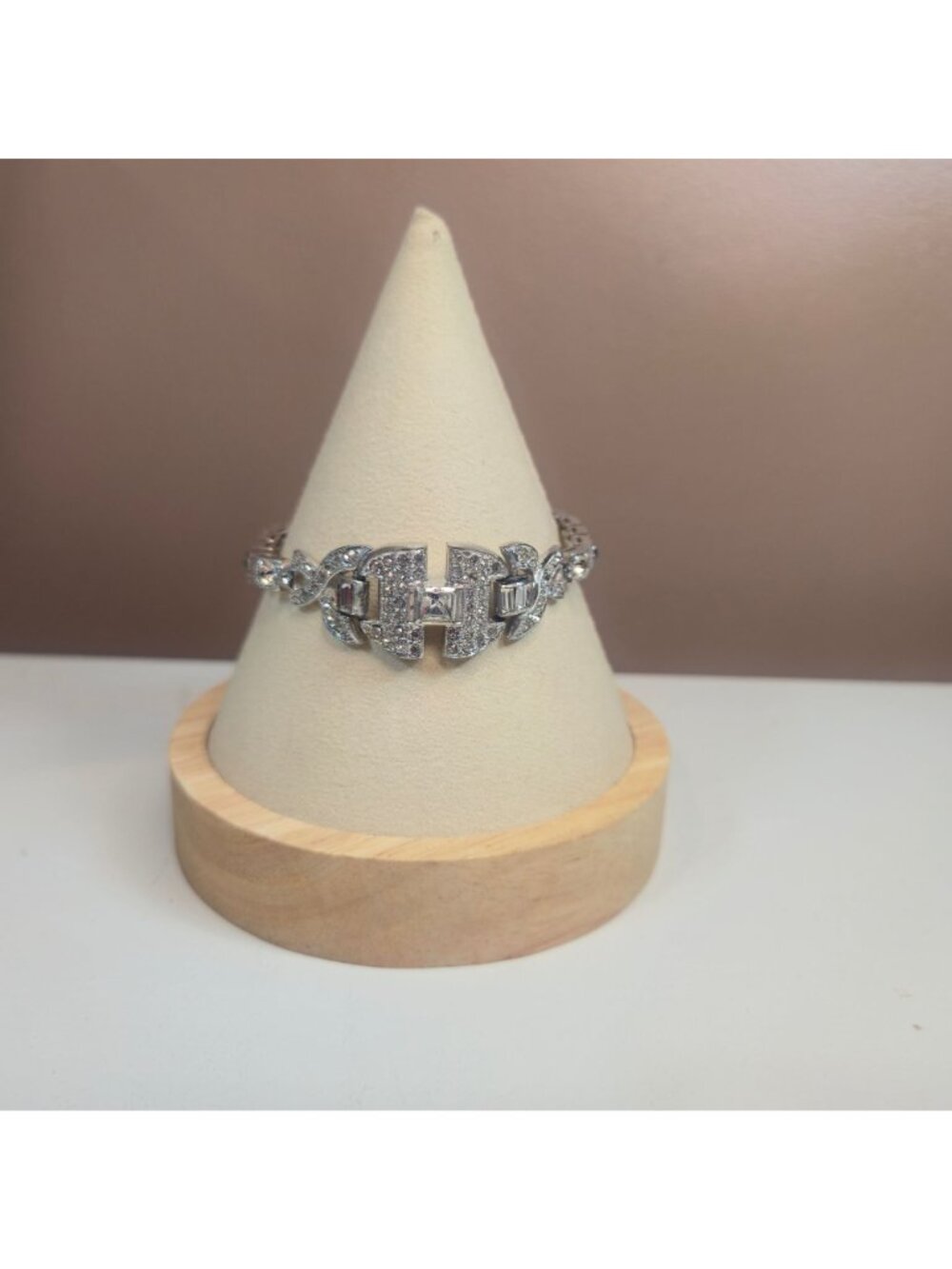 Vintage Dorson's Sterling Silver Rhinestone Bracelet 1930s Art Deco Jewelry READ - Picture 3 of 16